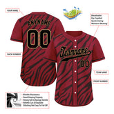 Custom Burgundy Black Zebra Pattern Personalized Authentic Baseball Jersey BSBJ01-D020201-10